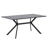 Kortárs stílusú, matt fekete színű fém étkezőasztal magas minőségű, fekete színű MDF asztallappal